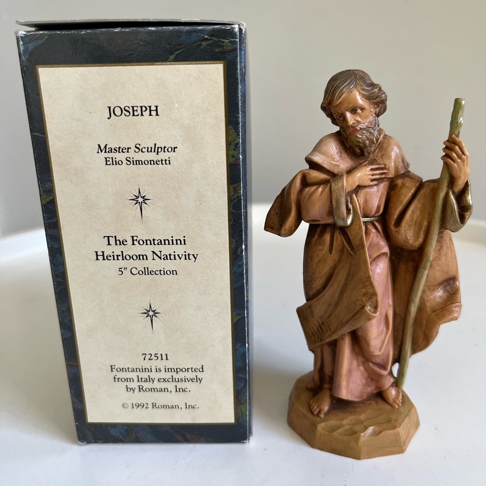Vintage Fontanini Heirloom Nativity 5” Collection Joseph With Box and St…